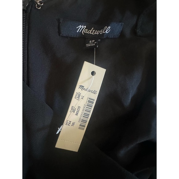 NWT Women 6P Petite Madewell L8867 Ruffle-Strap Wrap Dress Black Cami Sleeveless - Picture 5 of 5